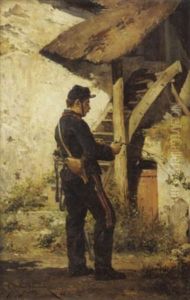Franzosicher Soldat Mit Zweig Und Taschenmesser