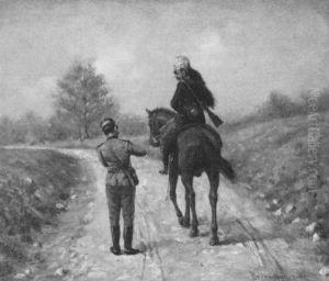 Soldiers Conversing by Etienne Prosper Berne-Bellecour