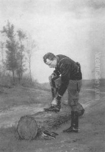 Adjusting His Spurs by Etienne Prosper Berne-Bellecour