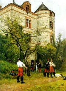 On The Dueling Ground by Etienne Prosper Berne-Bellecour