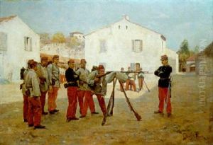 A French Line Infantry In Drill Order by Etienne Prosper Berne-Bellecour