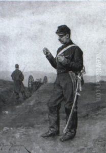 Lighting The Pipe by Etienne Prosper Berne-Bellecour