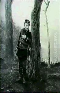 Soldier With His Sword Drawn by Etienne Prosper Berne-Bellecour