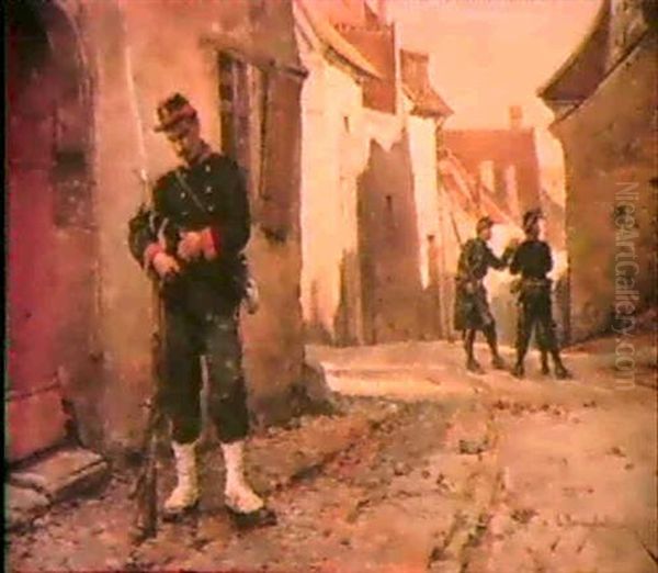 French Soldiers In Street - view 1