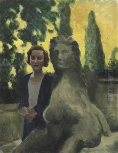 Portrait Of Diana Guinness At The Villa Farnese, Rome by Lord Berners