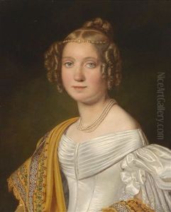 Portrait Einer Jungen Dame In Weisem Kleid by Joseph Bernhardt