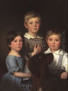 Bildnis Der Kinder Des Freiherrn Julius Von Ponickau by Joseph Bernhardt