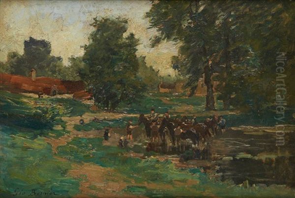 Chevaux Au Bord De La Mare - view 1