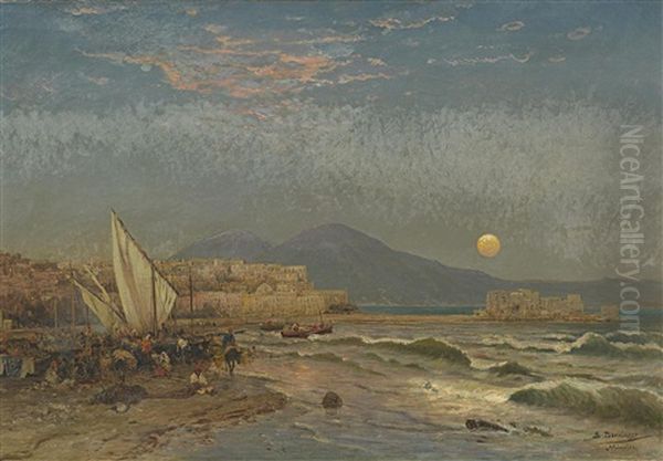 Fruher Morgen Am Strand Bei Neapel by Edmund Berninger