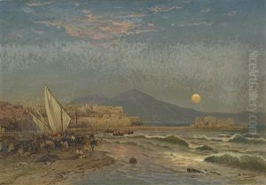 Fruher Morgen Am Strand Bei Neapel by Edmund Berninger