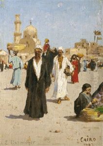 Strasenszene In Kairo by Edmund Berninger