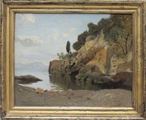 Studienhafte Darstellung Einer Italienischen Kuste Mit Bucht Bei Neapel Studienhafte Darstellung Einer Italienischen Kuste Mit Bucht Bei Neapel