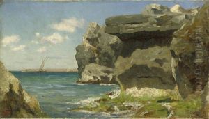 Mediterrane Kustenlandschaft Mit Felsen by Edmund Berninger
