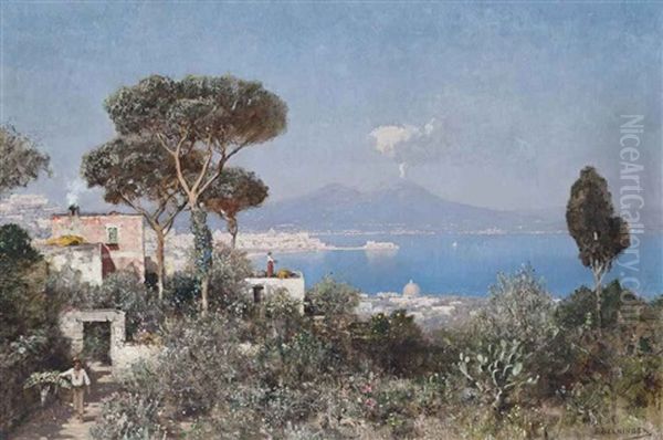 A Boy And A Donkey On The Way To Market Above The Bay Of Naples - view 1