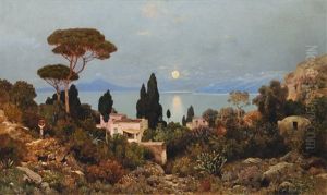 View From Capri On Mount Vesuvius by Edmund Berninger
