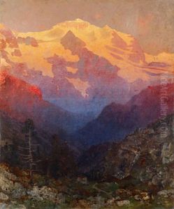 Le Massif De La Jungfrau Au Couchant by Edmund Berninger