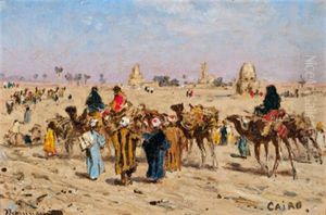 Kamelkarawane Vor Den Toren Kairos, Cairo