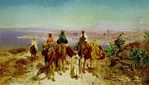 An Arab Caravan Above Tunis by Edmund Berninger