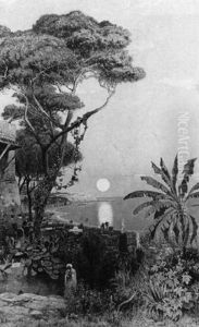 Orientalische Landschaft Bei Sonnenaufgang