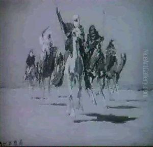 Sahara (berittene Beduinen In Wuste) by Edmund Berninger