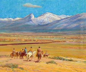 First Snow On Taos Mountain by Oscar Edmund Berninghaus