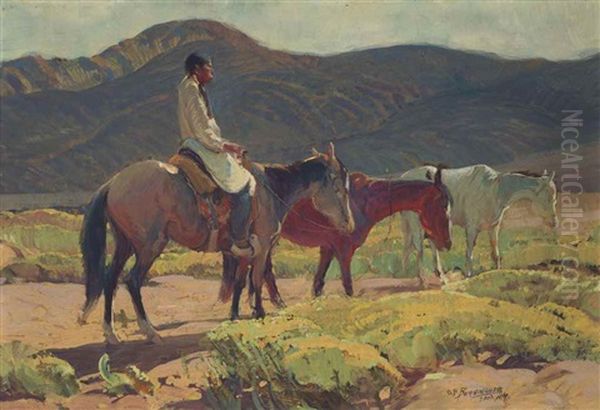 Indian With Ponies - view 1