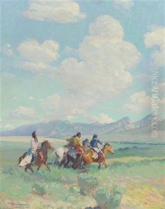 Taos Indians And The Sangre De Cristos, 1915 by Oscar Edmund Berninghaus