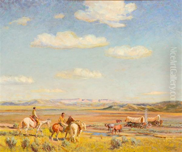 Taos Visitors To The Chuck Camp In The Rio Grande Plateau - view 1