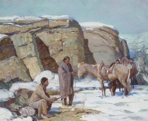Winter In Taos by Oscar Edmund Berninghaus