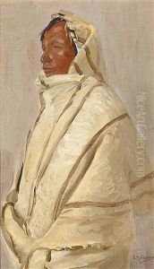 Indian In White Robe by Oscar Edmund Berninghaus