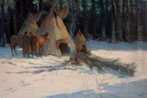 A Winter Camp by Oscar Edmund Berninghaus