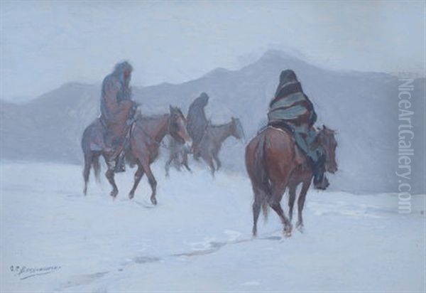 Taos Indians On Horseback - view 1