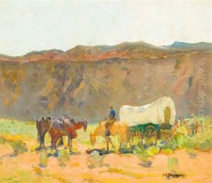 Covered Wagon In Rio Grande Gorge (+ Portrait Of Little Joe, Verso)