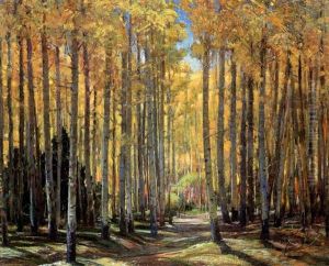 Autumn Aspens by Oscar Edmund Berninghaus