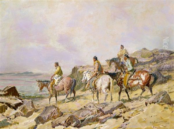 Indians In Rocky Landscape - view 1