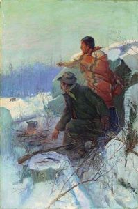Hunter And Indian Guide by Oscar Edmund Berninghaus