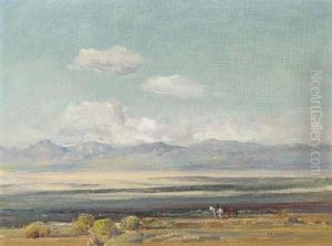 Taos Valley - Horses by Oscar Edmund Berninghaus