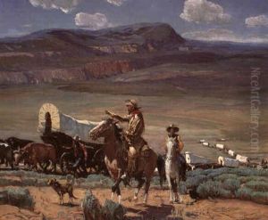 Taos ... Wagon Train by Oscar Edmund Berninghaus