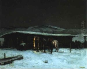 Ranch Cabin, Starry Night, Taos by Oscar Edmund Berninghaus