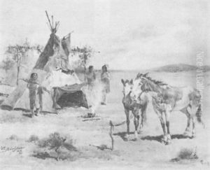 Indian Camp by Oscar Edmund Berninghaus