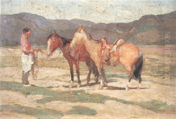 Indian With Two Horses - view 1