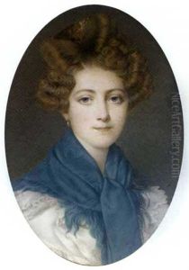 A Young Lady In White Dress And Blue Scarf Tied Over Shoulders, A Comb In Her Dressed Hair