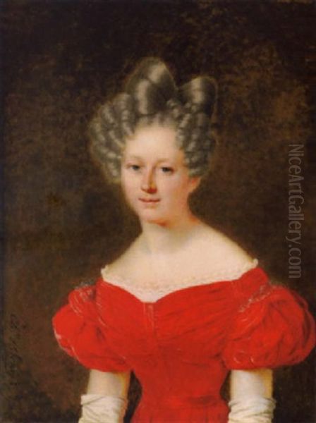 Marquis De Belbeuf In Ermine-bordered Red Cloak, Black Jacket And White Bands - view 1