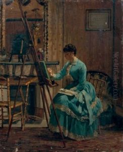 Jeune Femme Peignant by Louis Beroud