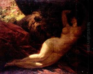 Jeune Femme Nue Etendue Et Lion