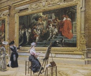 The Ernest Pupil In The Rubens Room, Louvre, Paris by Louis Beroud