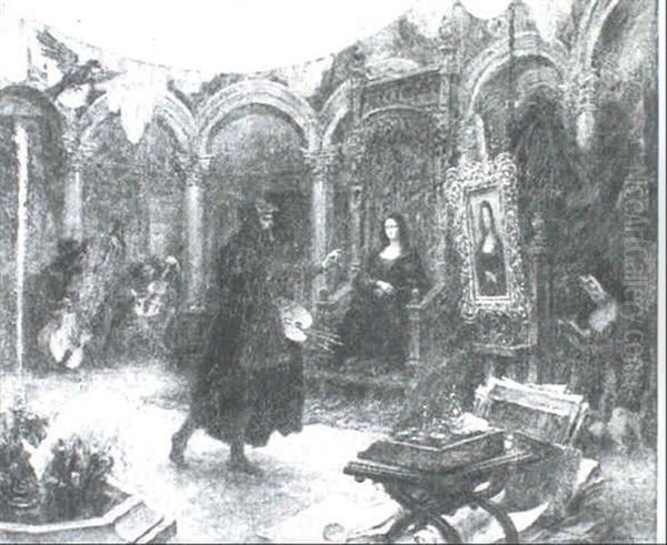 Leonardo Da Vince Faisant Le Mona Lisa - view 1
