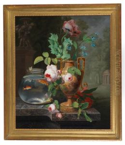 Still Life With Flowers In A Vase And Goldfish Bowl