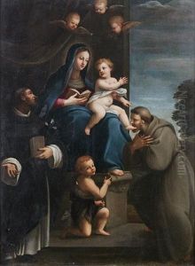 The Madonna And Child With The Infant Saint John The Baptist And Saints Dominic And Francis