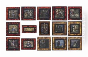 A Set Of Fifteen Religious Pictures, Including The Crucifixion And God The Father